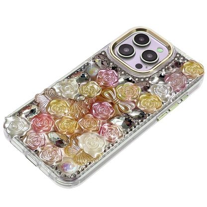 Phone Case for Apple iPhone 13 Pro Max 3D Flower Bling Rhinestone Glitter Cute Stylish Shockproof Protective Decorative Luxury Grip Stones Ornaments Cover