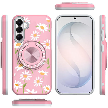 Phone Case for Samsung Galaxy S26 FE /Fan Edition Magnetic Ring Stand Matte Metal Hybrid Car Mount Friendly Shockproof Rotational Grip Diamond Design Pattern Cover