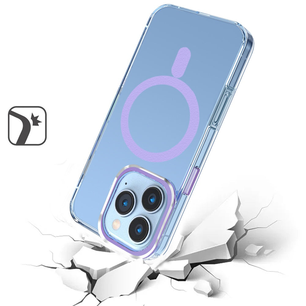 For Apple iPhone 16 Pro (6.3") Clear Transparent Matching Circle Design Hybrid TPU Hard Shockproof [Support Magsafe Charger] Case Cover