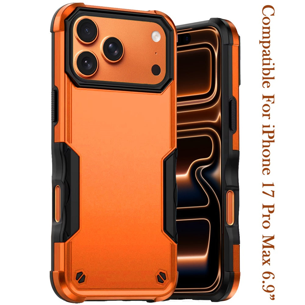 Phone Case for Apple iPhone 17 Pro Max (6.9") Shockproof Rugged Hybrid TPU Anti-Slip Grip Armor Military Grade Drop Resistant Shock-Absorbing Impact Cover Cosmic Orange