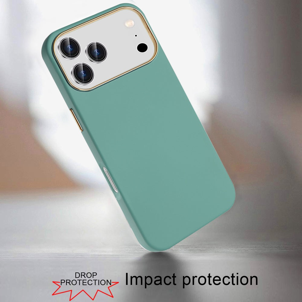 For Apple iPhone 17 Pro Max (6.9") Slim Classic Hybrid Around Rubber Gummy Gel Slick Hard PC Silicone TPU Chromed Button Case Cover White