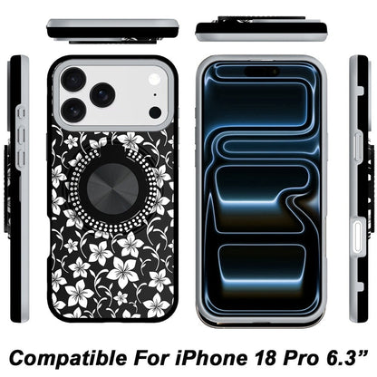 Phone Case for Apple iPhone 18 Pro Magnetic Ring Stand Matte Metal Hybrid Car Mount Friendly Shockproof Rotational Grip Diamond Design Pattern Cover
