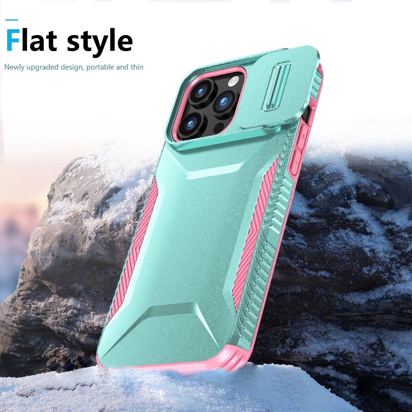 Apple iPhone 16 Plus (6.7") Slim Fit Shockproof Hybrid with Slide Camera Window Covering, Rugged Tpu Silicone Hard PC Bumper