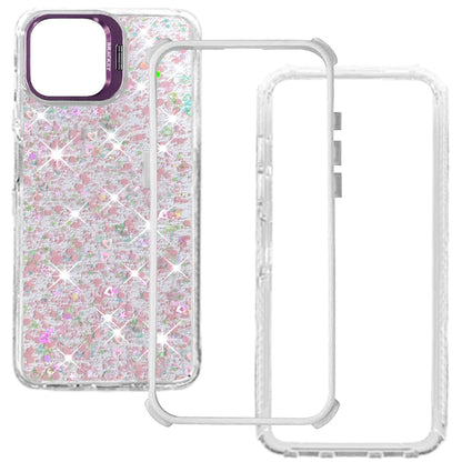 Phone Case for Apple iPhone 17E / iPhone 16E Luxury Bling Scattered Glitter Hybrid Dual Layers with Integrated Camera Stand and Sparkle Finish Design Cover