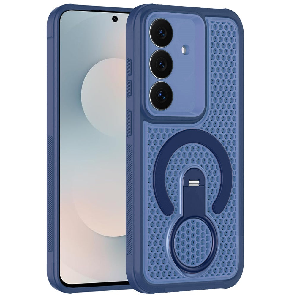 Phone Case for Samsung Galaxy S25 FE, S25 Fan Edition Magnetic Honeycomb Hybrid Rugged Armor Ring Kickstand Dual Layer Shock Absorbing Hard PC Soft TPU Cover