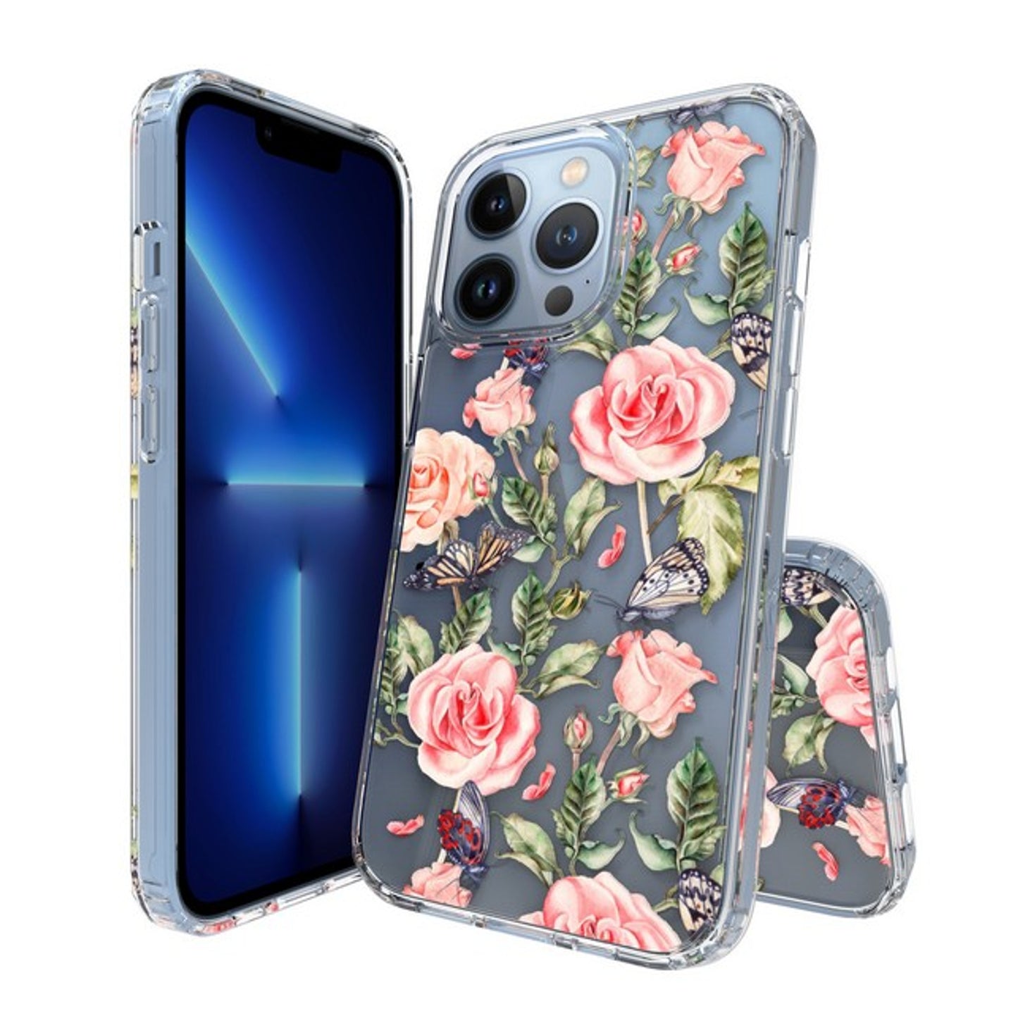 Phone Case Cover for Apple iPhone 17E /iPhone 16E Floral Pattern Hybrid Transparent TPU Silicone, Shock Absorption Bumper, Hard Back Slim Cover