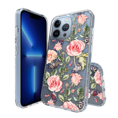 Phone Case Cover for Apple iPhone 17E /iPhone 16E Floral Pattern Hybrid Transparent TPU Silicone, Shock Absorption Bumper, Hard Back Slim Cover