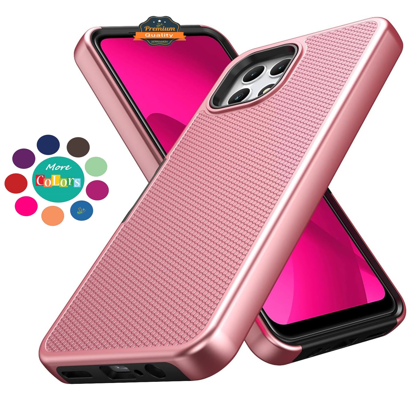 For TCL K33 5G Dual Layer Slim & Tough Hybrid Shockproof Heavy Duty Rubber TPU Matte with Textured Rugged Shell Protection Case Cover