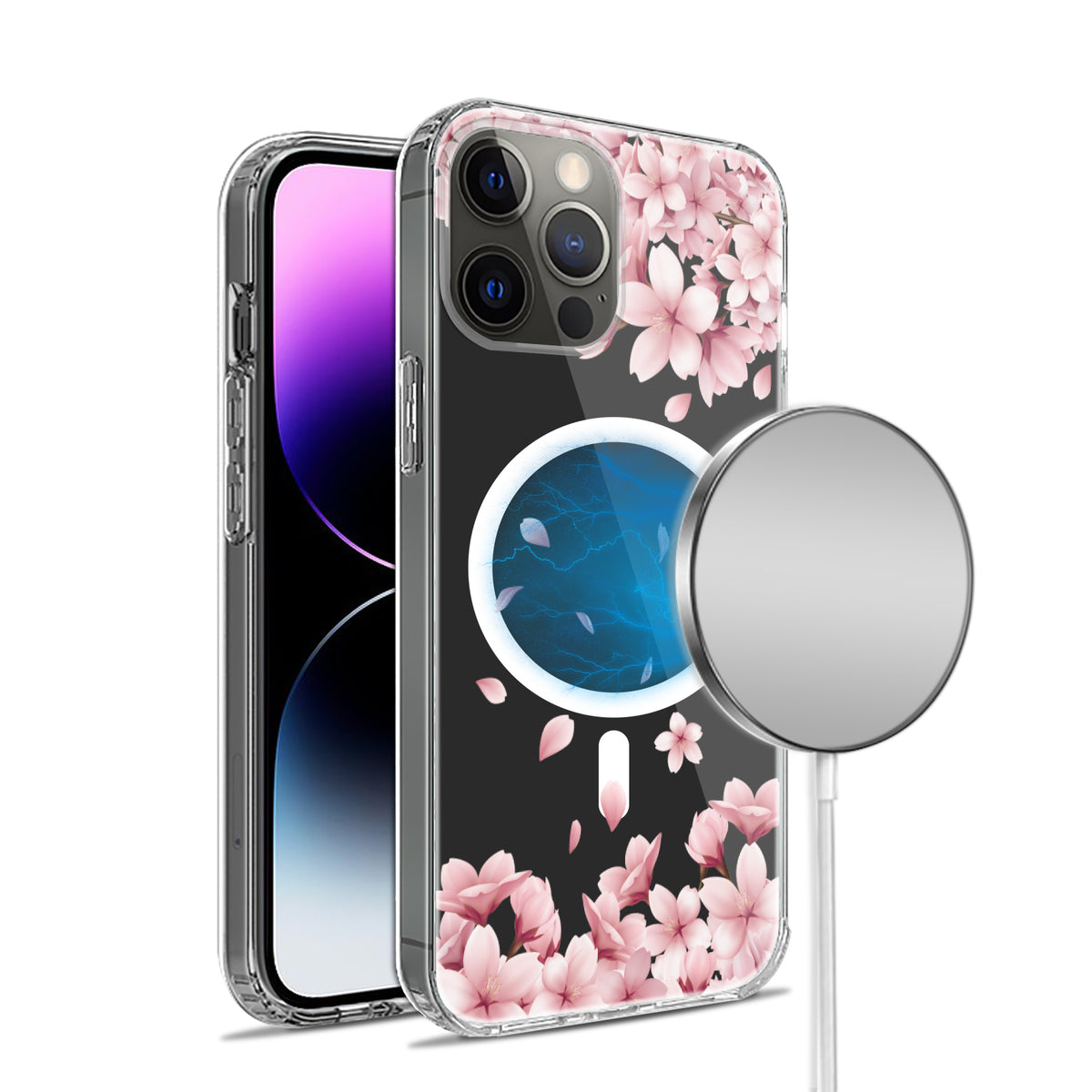 For Apple iPhone 16 Plus (6.7") Hybrid Flower Design Stylish Fashion Thick Hard MagSafe Compatible Shockproof Case Cover