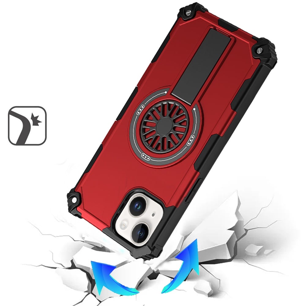 Phone Case for Apple iPhone 14 /iPhone 13 Invisible Kickstand Magnetic Car Mount Friendly Shockproof Texture Anti Slip Durable Grip Heavy Duty Hybrid Cover