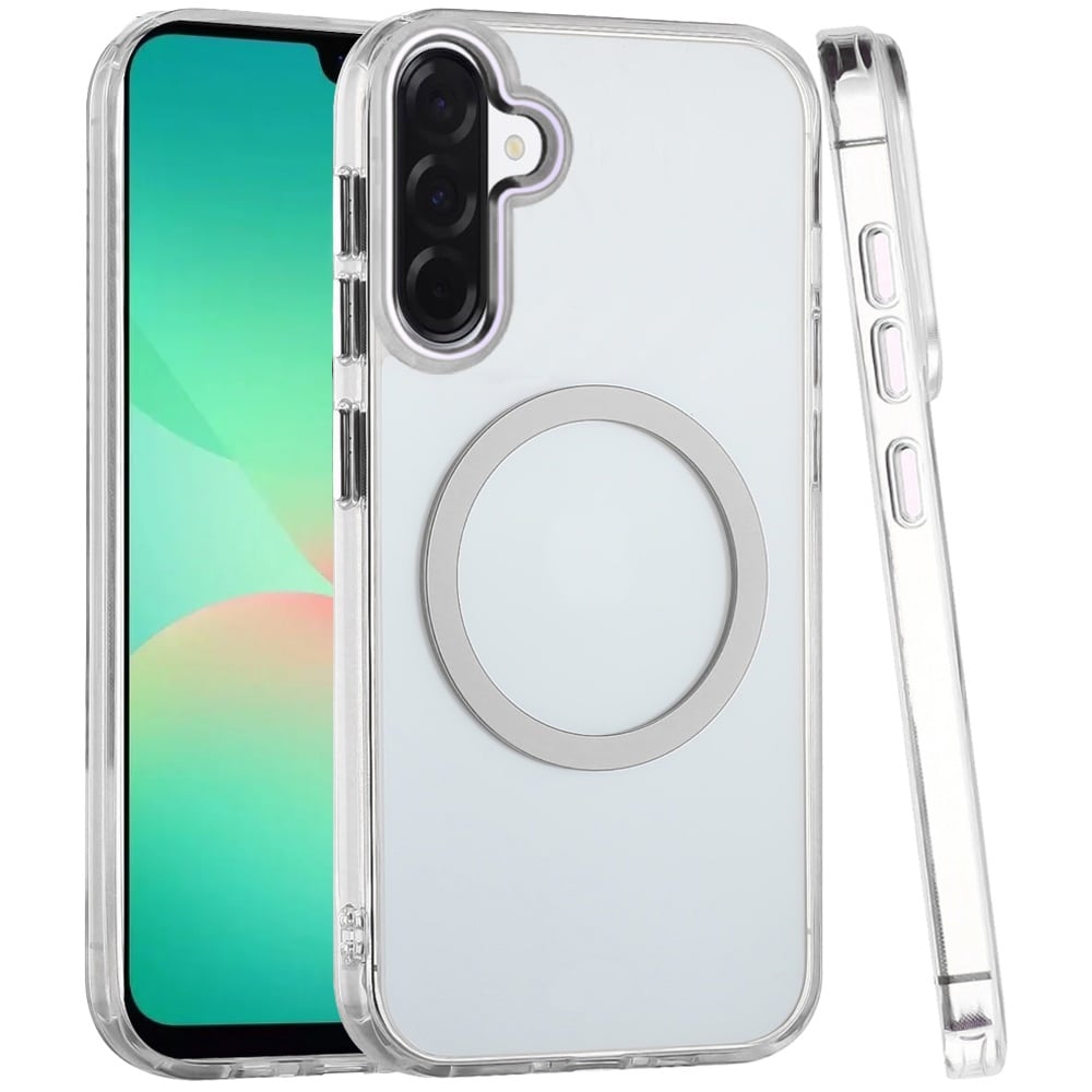 Phone Case for Samsung Galaxy A27 Magnetic Clear Acrylic Metal Button Camera Guard Shockproof Transparent Slim Grip Premium Hybrid Cover