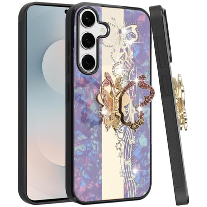 For Samsung Galaxy S26+ / S26 Plus Diamonds 3D Butterfly Bling Sparkly Glitter Ornaments Engraving Hybrid with Stand Fashion Case Cover