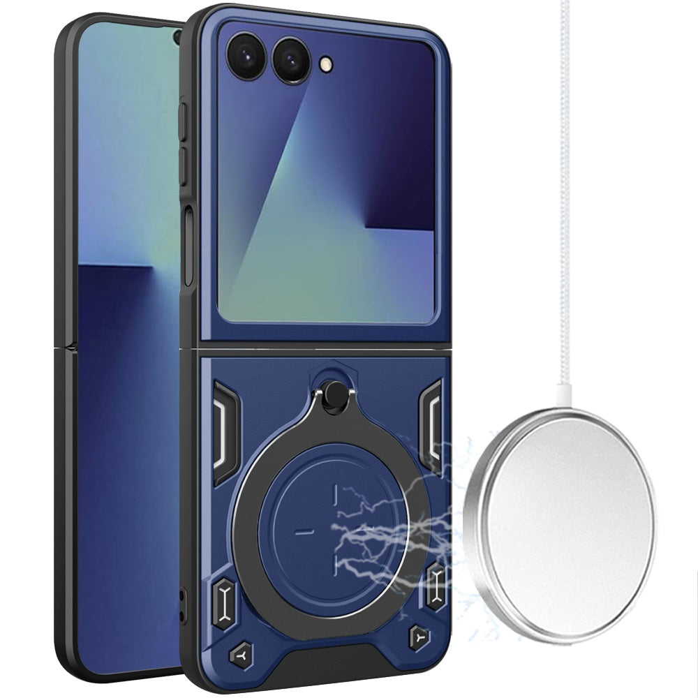 Phone Case for Samsung Galaxy Z Flip 8 Magnetic Ring Stand Shockproof Hybrid Full Camera Slide Guard Anti Slip Heavy Duty Protective Armor Cover