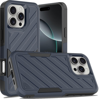 Phone Case for iPhone 16 Pro Max Premium Hybrid Rugged lined Shockproof Textured 2-in-1 Non-Slip Hard PC & TPU Non Slip Tough Cover
