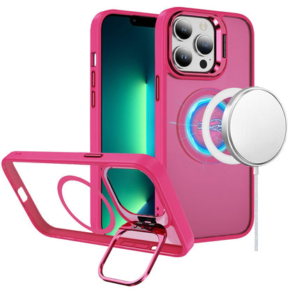 For Apple iPhone 15 Pro Max Heavy Duty Metallic Hybrid Tough TPU with Camera Ring Stand, MagSafe Compatible, Rugged Drop Protection Case Cover