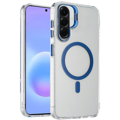 Phone Case for Samsung Galaxy A57 Clear Metallic Camera Stand Magnetic Hybrid TPU Shockproof Grip Camera Protection Kickstand Durable Armor Cover