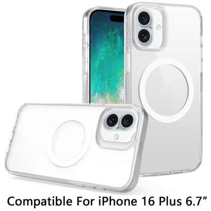 For Apple iPhone 16 Plus MagSafe Compatible Integrated Technology Clean Transparent Hybrid Armor TPU Frame Case Cover Clear