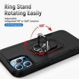 For Apple iPhone 15 Plus (6.7") Heavy Duty Hybrid Rugged 2in1 Shockproof Protective with Magnetic Ring Stand Holder  Phone Case Cover