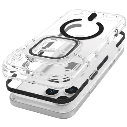 Phone Case for Apple iPhone 18 Pro Max/ 17 Pro Max Magnetic Circle Transparent Tough Hybrid Camera Stand Guard Stand Shockproof Color Edge Rugged Grip Cover Black