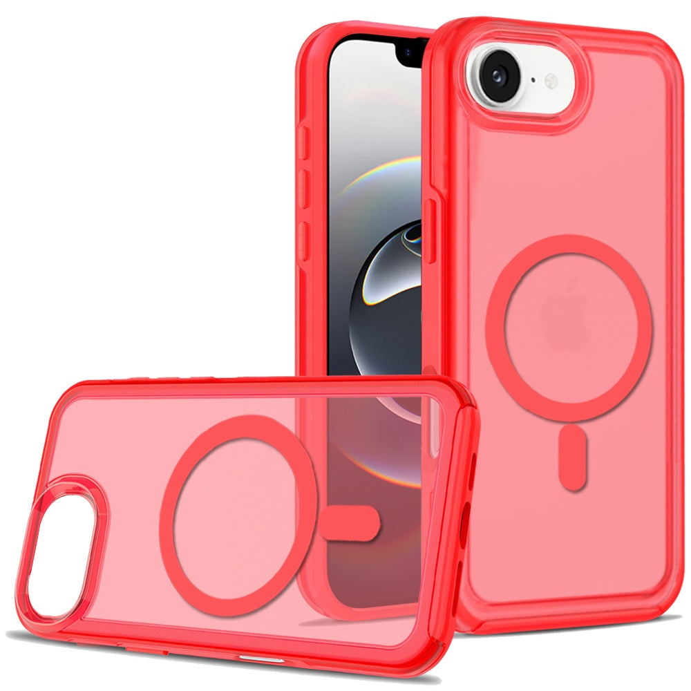 Phone Case for Apple iPhone 17E /16E Glossy Magnetic Compatible Shockproof Slim TPU Durable Hard PC Rubber Grip Premium Hybrid Cover Red
