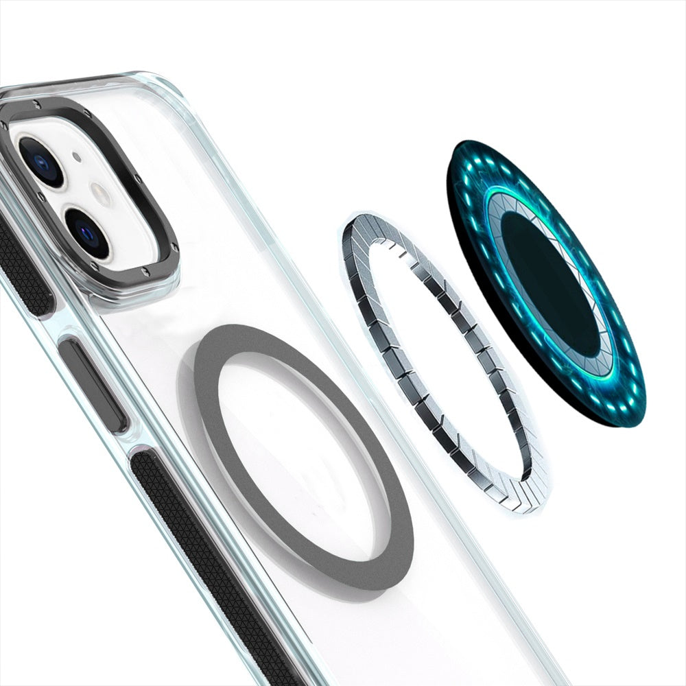 For Samsung Galaxy S23+ Plus Transparent back with Colorful Frame Strong Magnetic Circle [Compatible with Magsafe] Shockproof Case Cover Clear Black