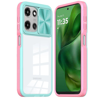 For Motorola Moto G Power 5G (2025) Hybrid Cases with Sliding Camera Cover Transparent Shockproof Bumper TPU Protective Case Cover