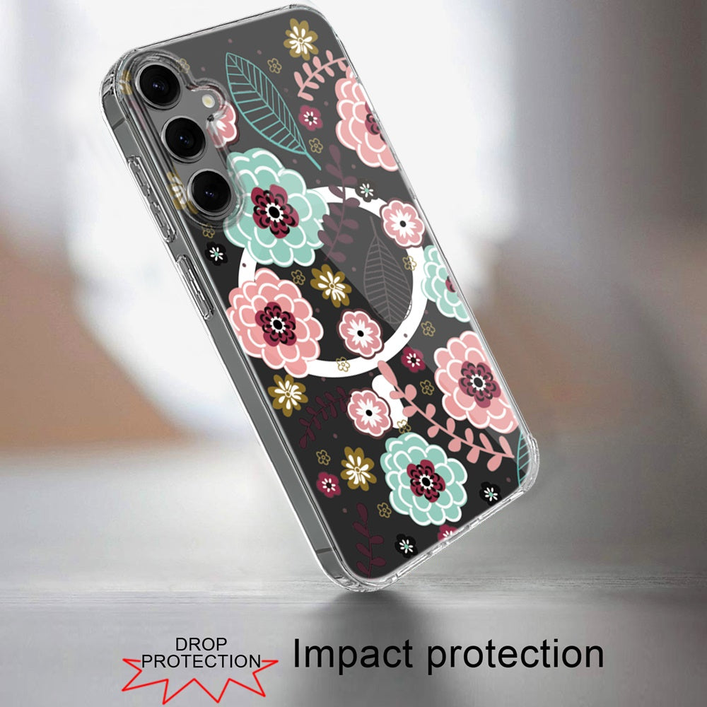 For Apple iPhone 17E /16E Hybrid Flower Design Stylish Fashion Case, MagSafe Compatible, Thick Shockproof Hard PC Case Cover
