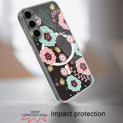 For Apple iPhone 17E /16E Hybrid Flower Design Stylish Fashion Case, MagSafe Compatible, Thick Shockproof Hard PC Case Cover