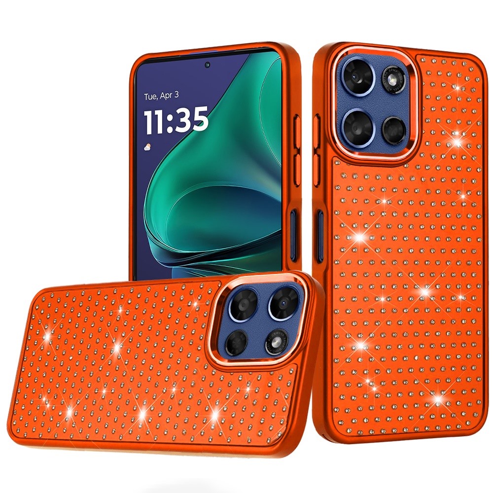 Phone Case for Motorola Moto G Stylus 5G 2026 /2025 Luxury Diamond Bling Sparkle Chrome Metallic Edge Shockproof Durable Protective Stylish Premium Hybrid Design Cover Cosmic Orange