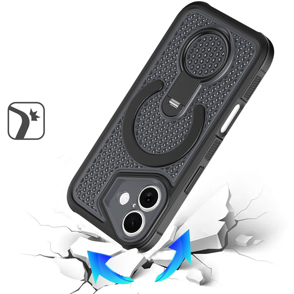 Phone Case for Apple iPhone 17 (6.3") Magnetic Honeycomb Hybrid Rugged Armor Kickstand Dual Layer Shock Absorbing Hard PC Soft TPU Cover