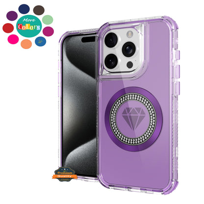For Apple iPhone 17 Pro Max Magnetic Circle Compatible with Magsafe, Hybrid Chrome 3in1 Transparent Shockproof TPU Bumper Case Cover