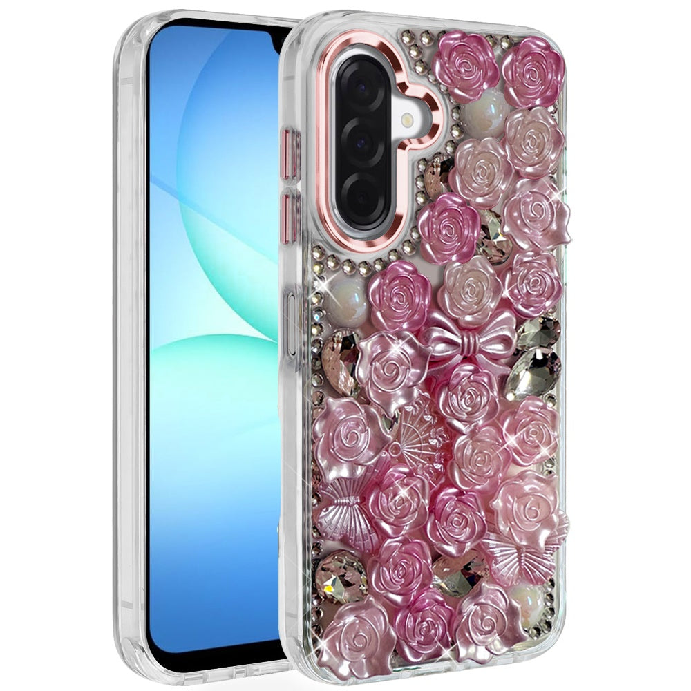 For Samsung Galaxy S26 Ultra Muti-Color Floral Fashion Bling Crystal 3D Full Diamonds Stones Sparkle Rhinestone Glitter Hybrid Case Cover