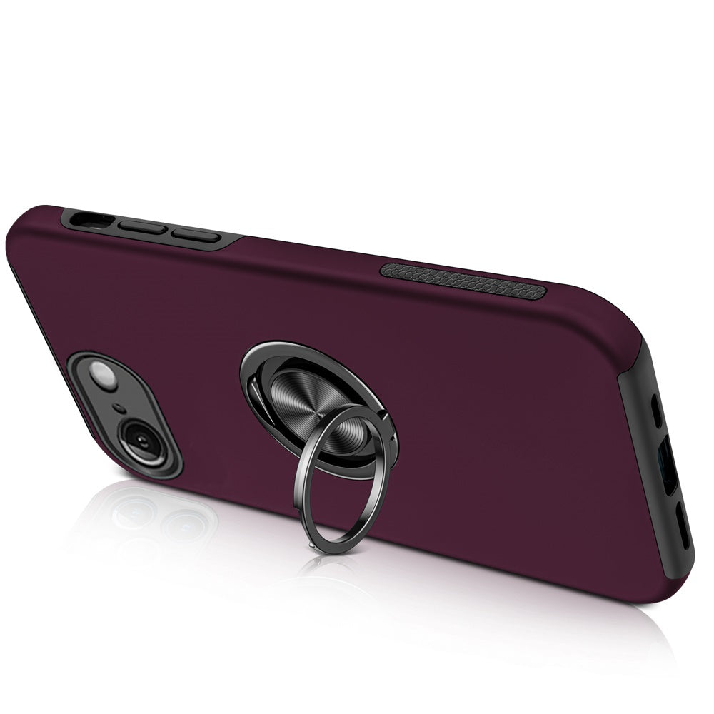 Phone Case for Apple iPhone 17E /16E /SE4 Invisible Ring Stand Shockproof Anti Slip Durable Grip Protective Hybrid Fit Magnetic Car Mount Holder Cover Purple
