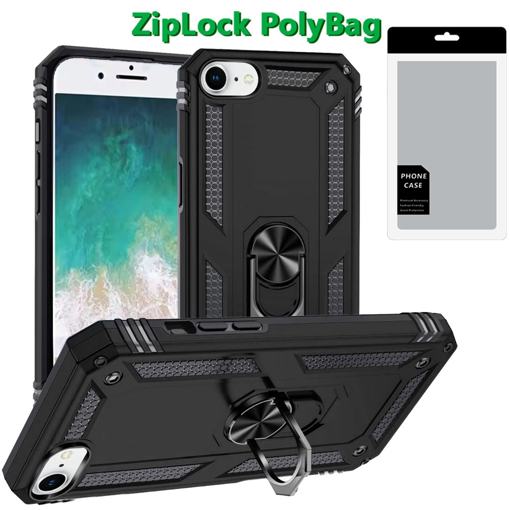 For Apple iPhone 17E /16E Hybrid Shockproof Durable 360 Degree Rotatable Ring Stand Holder Kickstand Fit Magnetic Car Mount Case Cover