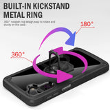 For Apple iPhone 15 (6.1") Clear Transparent Hybrid with 360° Magnetic Ring Stand PC Heavy Duty Shockproof Hard Back  Phone Case Cover