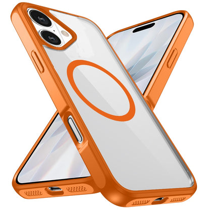 For Apple iPhone 17 (6.3") Magnetic Circle HQ Transparent Clear TPU Thick 2.0mm Frame Hybrid Shockproof Protector Case Cover Cosmic Orange