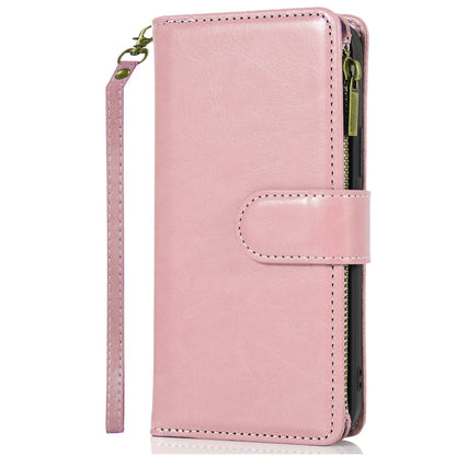 For Samsung Galaxy S26+ / S26 Plus Wallet Case with ID/ Card Holder, Wristlet Strap, Magnetic TPU Protective Shockproof Folio Flip Case Cover Rose Gold