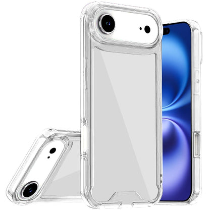 For Apple iPhone 17 Air (6.6") Clear Colored Shockproof Transparent Hard PC + Rubber TPU Hybrid Bumper Shell Slim Protective Case Cover Clear+Clear