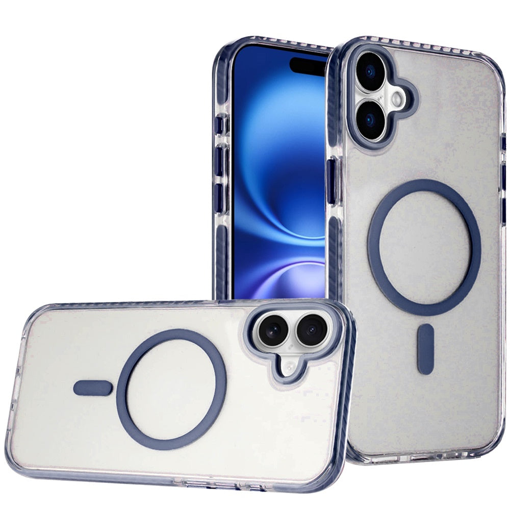 For Apple iPhone 17 Pro Max (6.9") Transparent Hybrid with Color-Matched Magnetic Circle, Rubber TPU Frame Hard PC Shockproof Case Cover Cosmic Orange