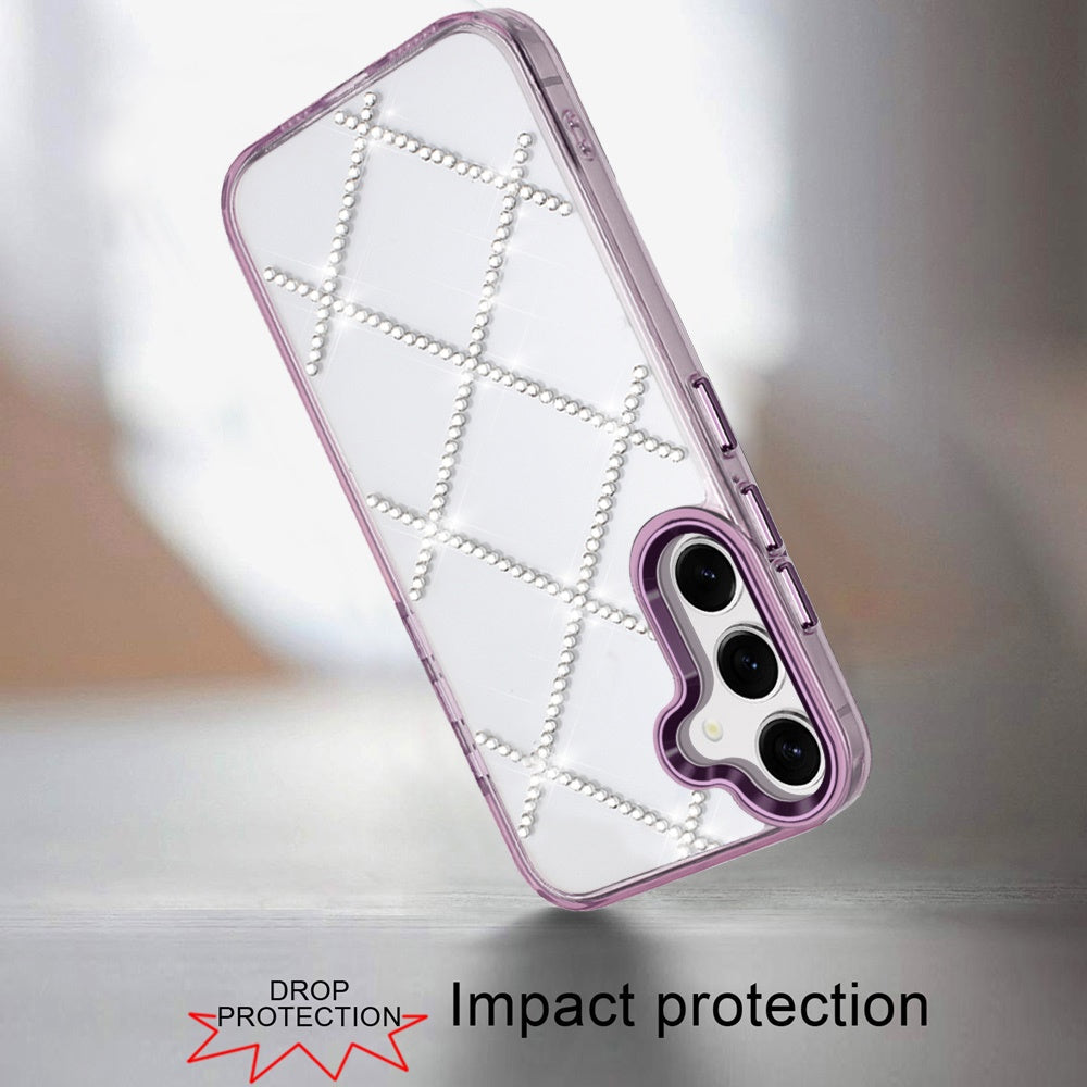 For Samsung Galaxy S26+ / S26 Plus Gem Glitter Diamond Bling Clear Hybrid TPU Cover, Colorful Shockproof Protective Back, Slim Fit for Women Girls Case Cover Dark Purple