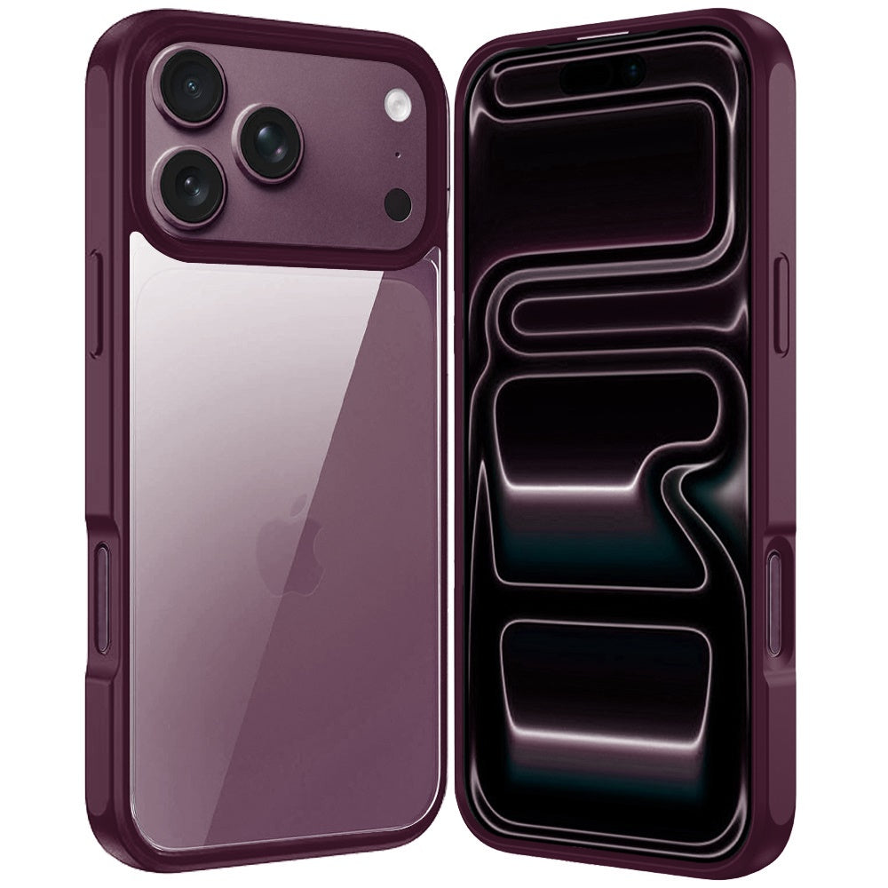 Phone Case for Apple iPhone 18 Pro Max/ iPhone 17 Pro Max Transparent Thick 2.0mm Hybrid Shockproof Rubber TPU Protective Slim Fit Grip Durable Clear HQ Design Cover Purple