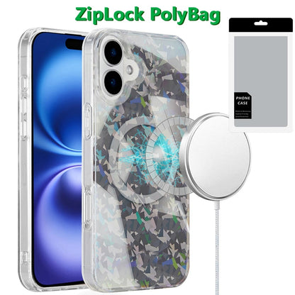 Phone Case for Apple iPhone 16 Plus Magnetic Double Layer IMD Hybrid Hard PC Soft TPU Shock Absorbing Stylish Floral Pattern hard shell slim fit Cover Gray