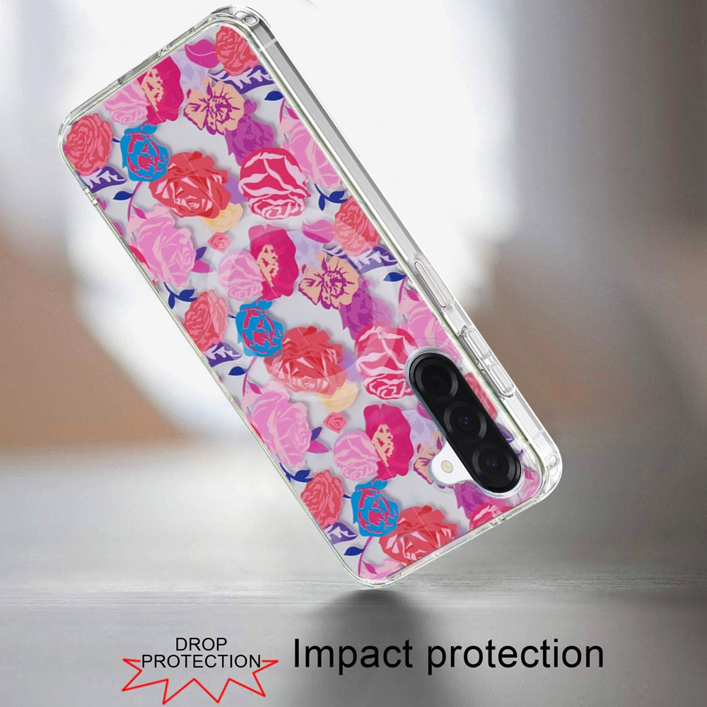 Phone Case for Samsung Galaxy A17 5G Shockproof Dual Layer TPU IMD Print Rugged Anti-Slip Grip Drop Protection Scratch Resistant Slim Fit Glossy Floral Heart Aesthetic Cover