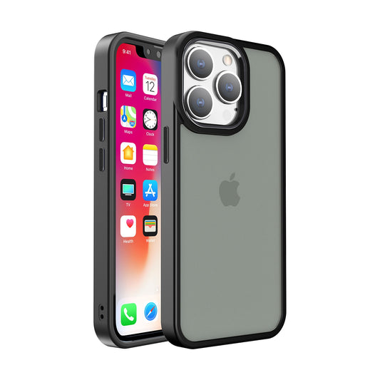 Phone Case for Apple iPhone 14 Pro Max Polished Acrylic Hybrid TPU Slim Shockproof Metal Button Thick Durable Grip Camera Protection Anti-Scratch Cover Black