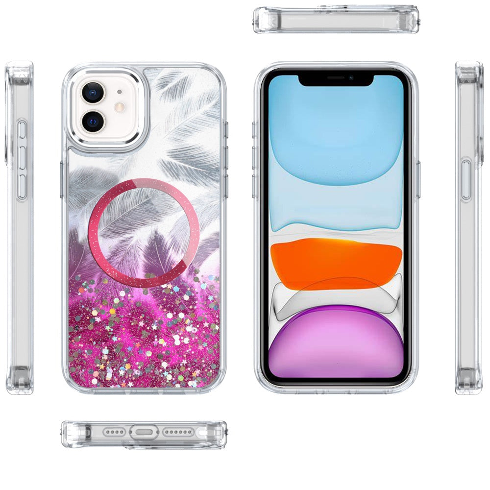 For Apple iPhone 16 Plus (6.7") Epoxy Glitter Shimmer Fashion Case with Magnetic Magsafe Compatible Hybrid Sparkling Slim Protective Case Cover