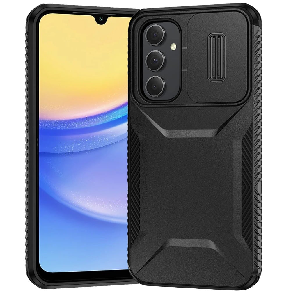 For Samsung Galaxy A15 5G Slim Fit Shockproof Hybrid with Slide Camera Window Covering, Rugged Tpu Silicone Hard PC Bumper Case Cover