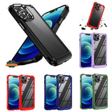 For Apple iPhone 15 Pro Max (6.7") Heavy Duty Hybrid Clear back Shield Hard PC + TPU Bumper Edge Frame Shockproof  Phone Case Cover