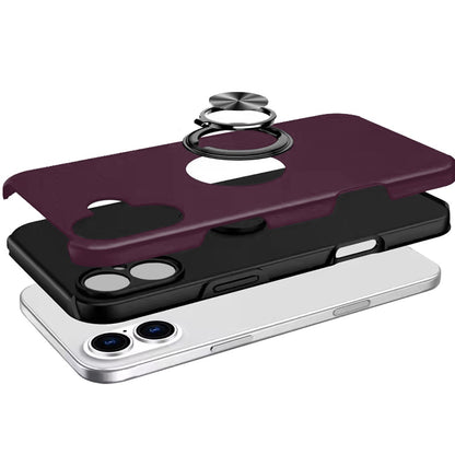 Phone Case for Apple iPhone 16 Invisible Ring Stand Shockproof Anti Slip Durable Grip Protective Hybrid Fit Magnetic Car Mount Holder Cover Purple