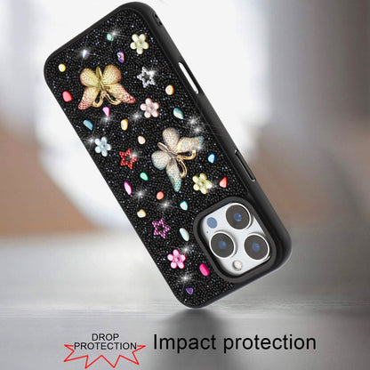 For Apple iPhone 14 Pro Max Diamond Butterfly 3D Glitter Bling Design, Slim Hybrid Sparkle Protective Cover TPU for Women Girls Case Cover
