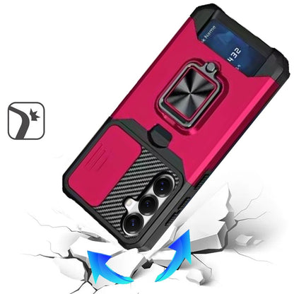 Phone Case for Samsung Galaxy S26 FE /S26 Fan Edition Card Holder Magnetic Ring Stand Shockproof Anti Slip Wallet Grip Protective Hybrid Design Cover